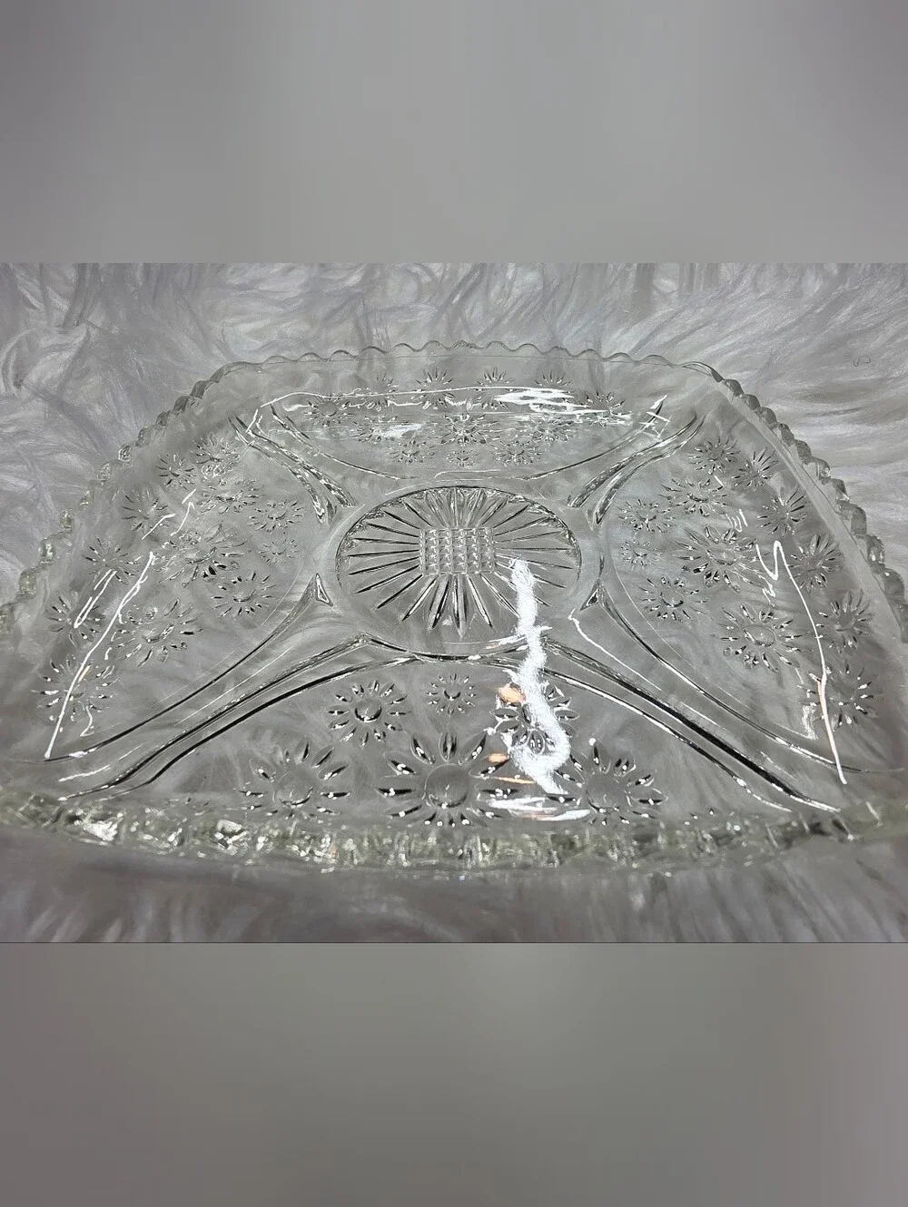 Clear Floral Pressed Glass Wall Decor Panel